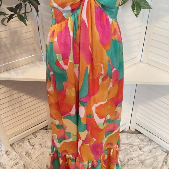 BOUTIQUE MULTI COLOR ADJUSTABLE STRAPE DRESS SIZE MED 1211 - Picture 4 of 7